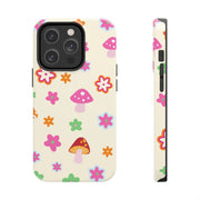 Retro Mushroom Flower Power Tough Phone Case LavenderCeleste