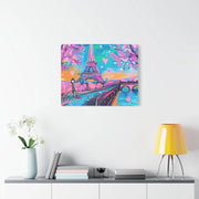 Pink Paris Eiffel Tower Dreamy Matte Canvas Art LavenderCeleste