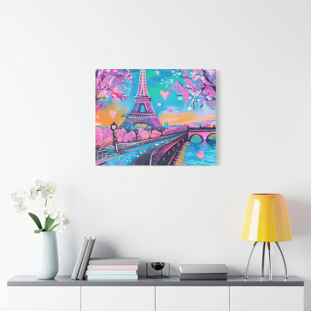 Pink Paris Eiffel Tower Dreamy Matte Canvas Art LavenderCeleste