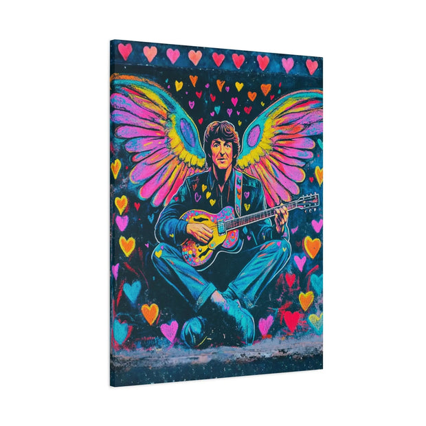 Psychedelic Guitar Angel Matte Canvas Art LavenderCeleste