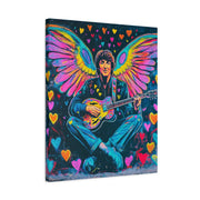 Psychedelic Guitar Angel Matte Canvas Art LavenderCeleste