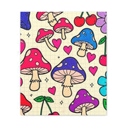 Kawaii Mushroom Cherry Flower Matte Canvas Print LavenderCeleste