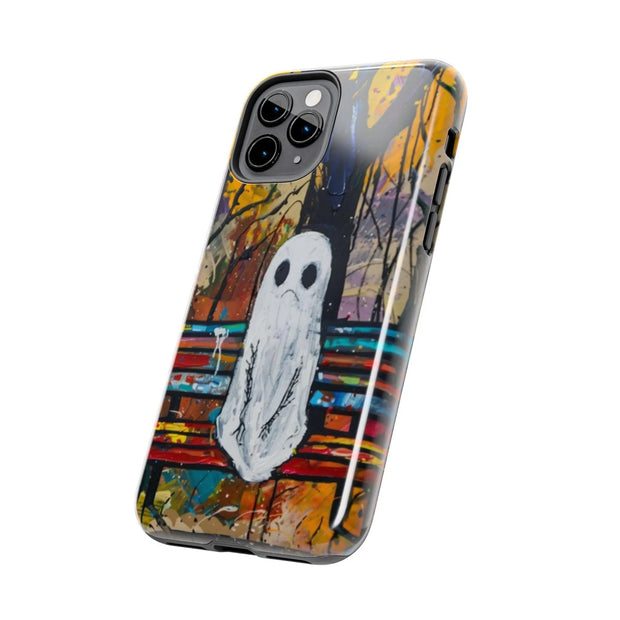 Sad Ghost on Park Bench Abstract Art Phone Case LavenderCeleste
