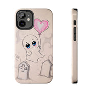 Sad Ghost with Heart Balloon Kawaii Tough Phone Case LavenderCeleste
