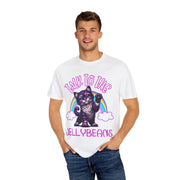 Talk to the Jellybeans Rainbow Cat Comfort Colors Tee LavenderCeleste