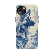 Blue Toile German Shepherd Scenic Tough Phone Case LavenderCeleste
