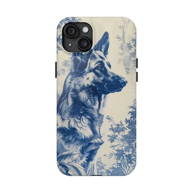 Blue Toile German Shepherd Scenic Tough Phone Case LavenderCeleste