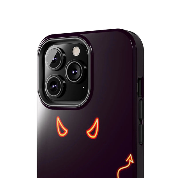 Neon Devil Eyes Tough Phone Case – Minimal Dark Glow Aesthetic Printify