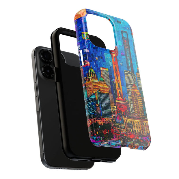 Shanghai Skyline Collage Pop Art Tough Phone Case LavenderCeleste