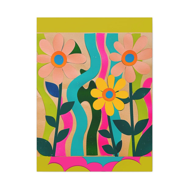 Groovy Paper Cut Flower Matte Canvas Art Printify