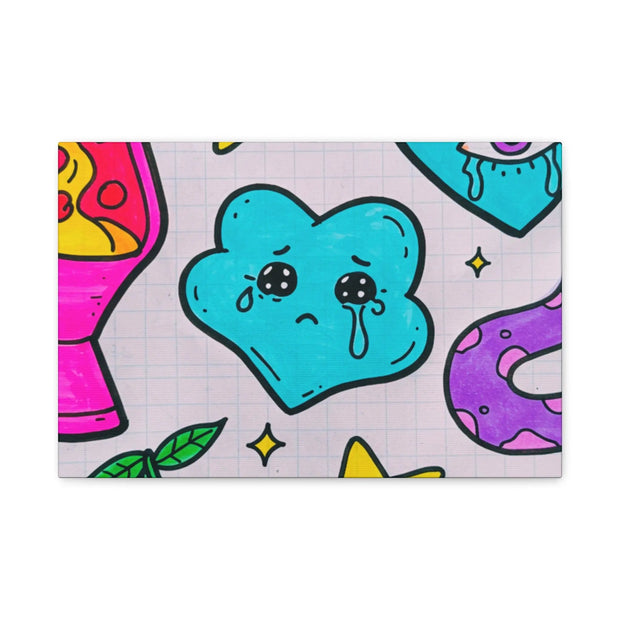 Kawaii Lava Lamp Sad Cloud Snake Matte Canvas Print LavenderCeleste