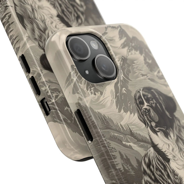 Saint Bernard Toile de Jouy Vintage Tough Phone Case LavenderCeleste