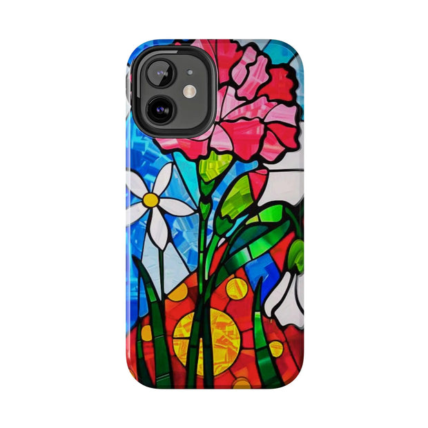 January Carnation Stained Glass Birth Flower Tough Phone Case