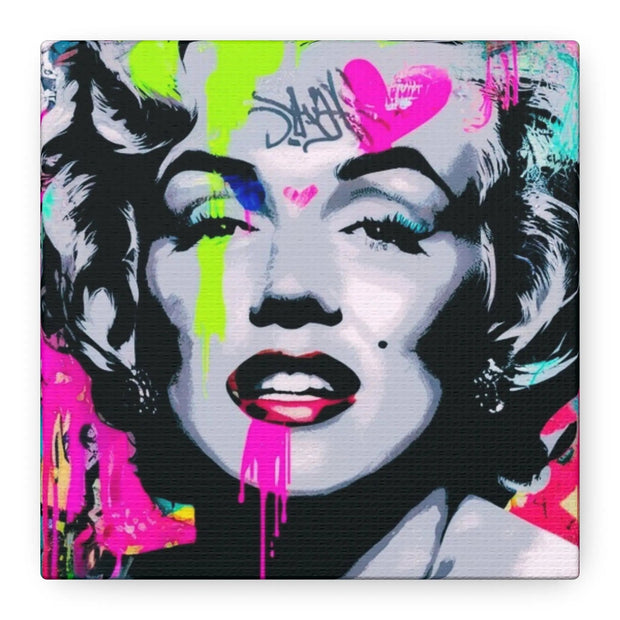 Marilyn Monroe Graffiti Matte Canvas – Neon Pop Art Street Style Wall Decor - LavenderCeleste