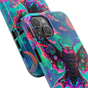 Mothman Tough Phone Case – Psychedelic Neon Cryptid Aesthetic - LavenderCeleste