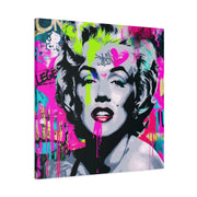 Marilyn Monroe Graffiti Matte Canvas – Neon Pop Art Street Style Wall Decor - LavenderCeleste