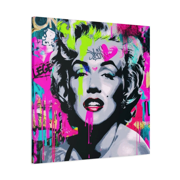 Marilyn Monroe Graffiti Matte Canvas – Neon Pop Art Street Style Wall Decor - LavenderCeleste