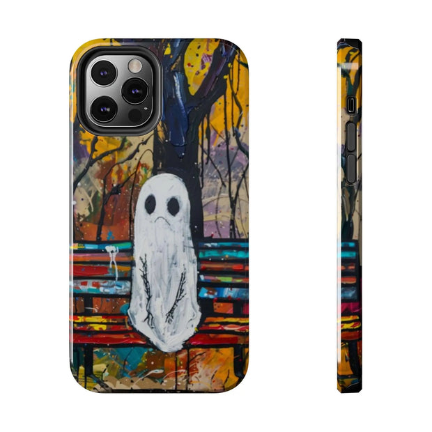 Sad Ghost on Park Bench Abstract Art Phone Case LavenderCeleste