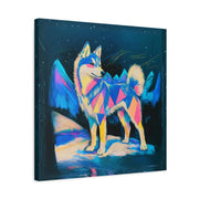 Vibrant Husky Abstract Pop Art Matte Canvas Print LavenderCeleste