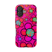 Hot Pink Retro Flower Power Tough Phone Case LavenderCeleste