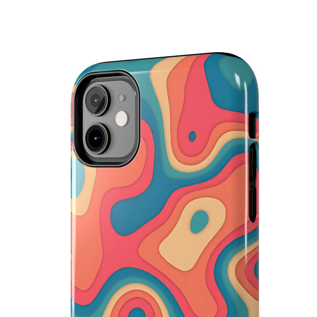 Retro Coral Abstract Mid-Century Tough Phone Case LavenderCeleste
