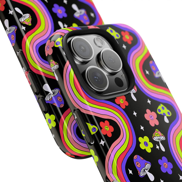 Groovy Mushroom Rainbow Tough Phone Case LavenderCeleste