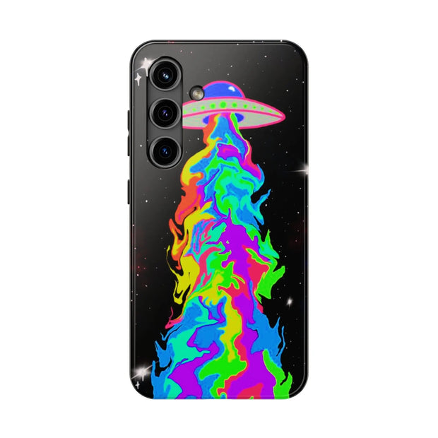 Psychedelic Neon UFO Abduction Tough Phone Case LavenderCeleste