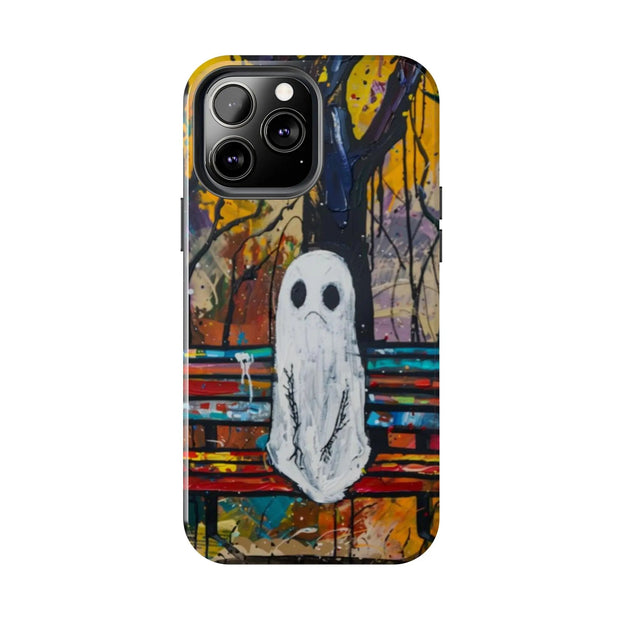Sad Ghost on Park Bench Abstract Art Phone Case LavenderCeleste