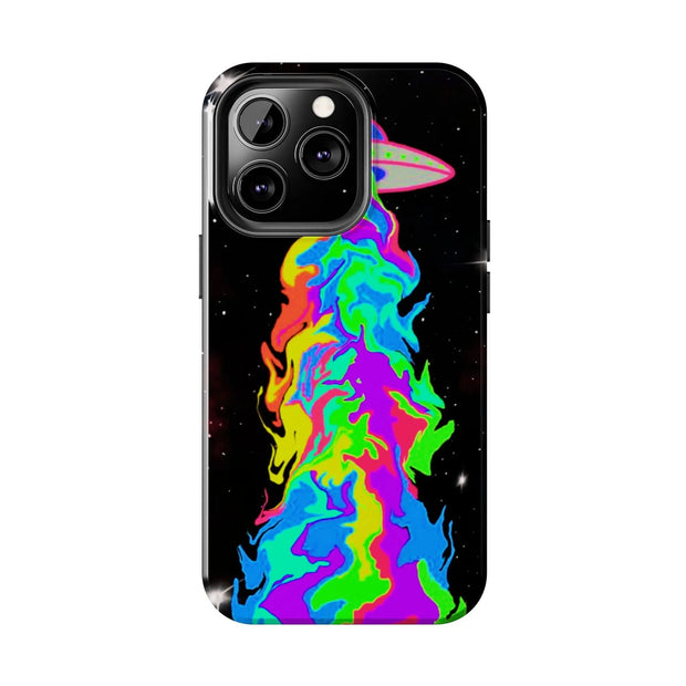 Psychedelic Neon UFO Abduction Tough Phone Case LavenderCeleste
