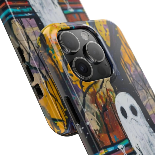 Sad Ghost on Park Bench Abstract Art Phone Case LavenderCeleste