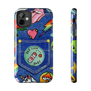 Retro Kidcore Denim Patch Tough Phone Case LavenderCeleste