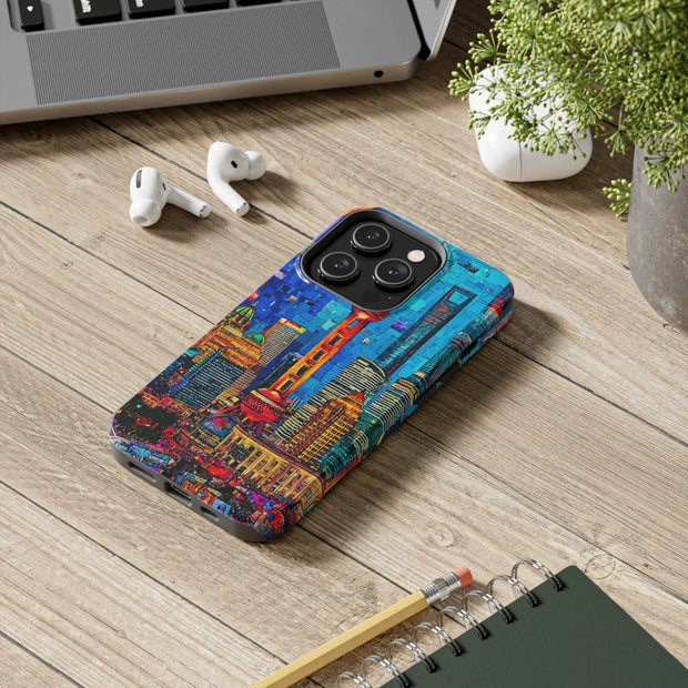 Shanghai Skyline Collage Pop Art Tough Phone Case LavenderCeleste