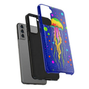 Vibrant Neon Jellyfish Cosmic Sea Tough Phone Case