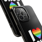 I Love Boys Pride Tough Phone Case – LGBTQ+ Rainbow Heart Design