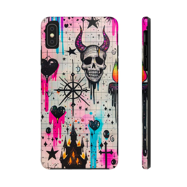 Skull Occult Neon Drip Pastel Goth Tough Phone Case LavenderCeleste