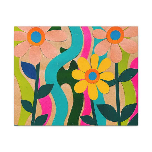 Groovy Paper Cut Flower Matte Canvas Art Printify