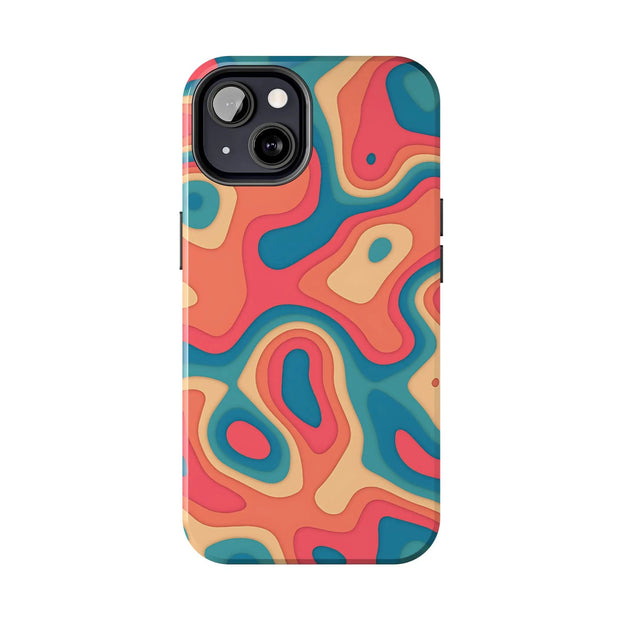 Retro Coral Abstract Mid-Century Tough Phone Case LavenderCeleste