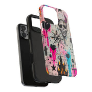 Skull Occult Neon Drip Pastel Goth Tough Phone Case LavenderCeleste