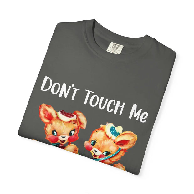 Don’t Touch Me I’ll Scream Retro Bunny Comfort Colors Tee LavenderCeleste