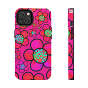 Hot Pink Retro Flower Power Tough Phone Case LavenderCeleste