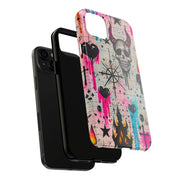 Skull Occult Neon Drip Pastel Goth Tough Phone Case LavenderCeleste