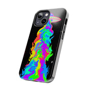 Psychedelic Neon UFO Abduction Tough Phone Case LavenderCeleste