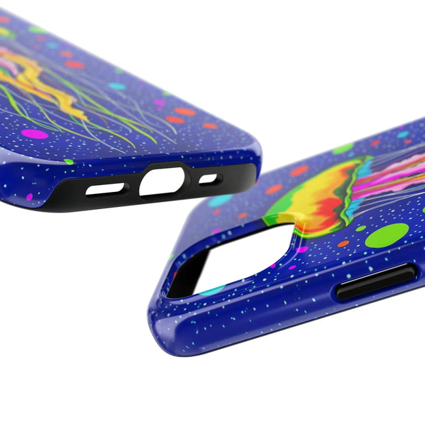 Vibrant Neon Jellyfish Cosmic Sea Tough Phone Case