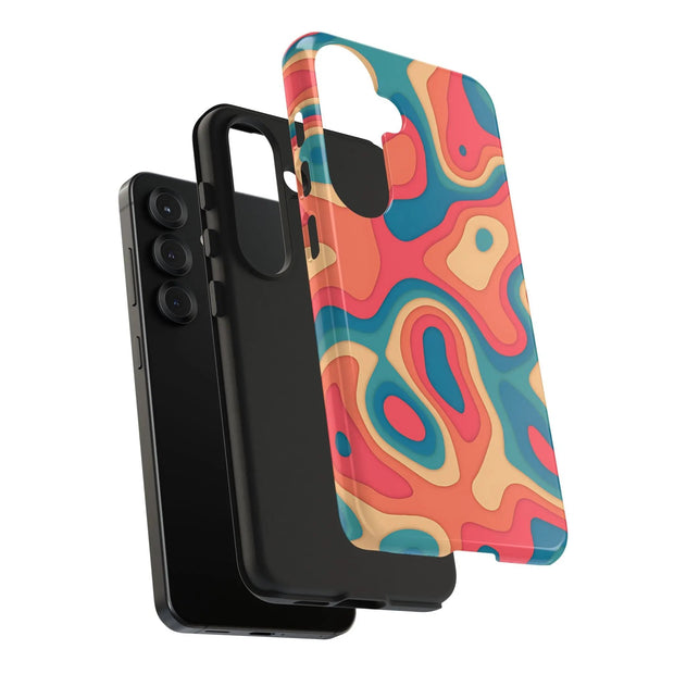 Retro Coral Abstract Mid-Century Tough Phone Case LavenderCeleste