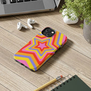 Retro Rainbow Star Groovy Tough Phone Case LavenderCeleste