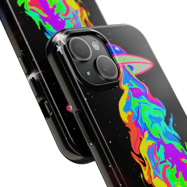 Psychedelic Neon UFO Abduction Tough Phone Case LavenderCeleste