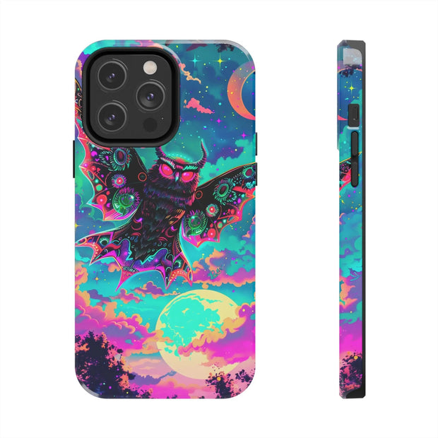 Mothman Tough Phone Case – Psychedelic Neon Cryptid Aesthetic - LavenderCeleste