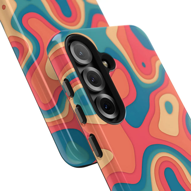 Retro Coral Abstract Mid-Century Tough Phone Case LavenderCeleste