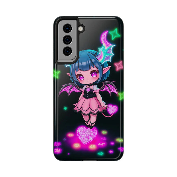 Kawaii Gothic Succubus Neon Heart Tough Phone Case