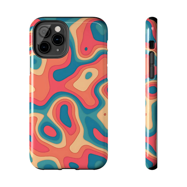 Retro Coral Abstract Mid-Century Tough Phone Case LavenderCeleste